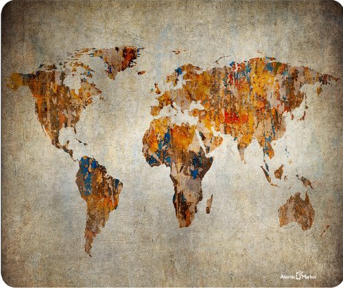 Grunge World Map Mouse Pad - Extra Large Thick Gaming & Office Desk Mat - Non-Slip Rubber Base for Computers, Laptops, and Workstations | Perfect for Gamers, Programmers & Home Office Use