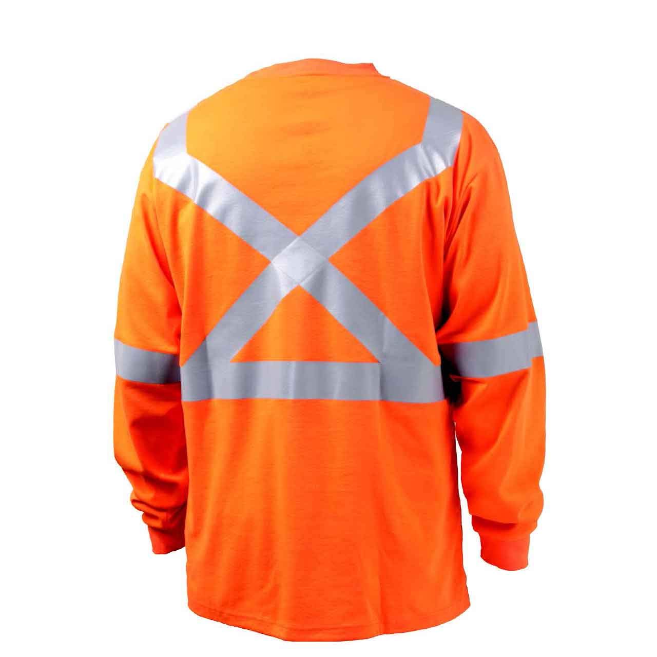 Black Stallion TF2511 NFPA 2112 & NFPA 70E Certified Flame Resistant Cotton Long Sleeve T-Shirt with Reflective Tape - Orange, Medium Size | Ideal for Electrical Work, Oil & Gas Industry, and Hazardous Work Environments