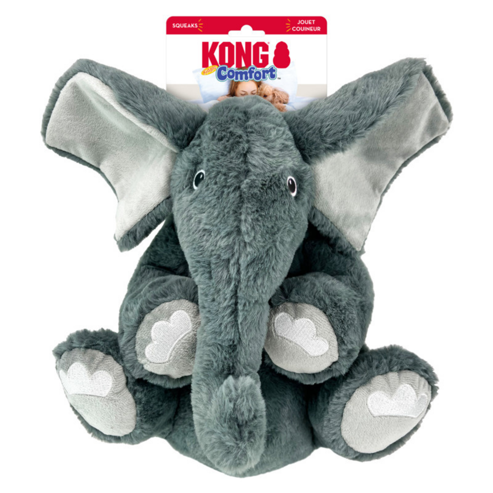 KONG Comfort Kiddos Jumbo Elephant Dog Toy - Durable Chew Toy for Large Dogs, Interactive Pet Play, Perfect for Aggressive Chewers & Puppy Teething Relief (Great for Indoor/Outdoor Playtime)