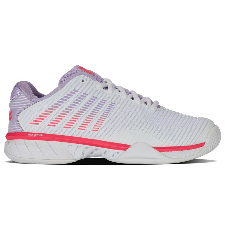 K Swiss Hypercourt Express 2 Wide Women's Tennis Shoes - White/Pink/Purple (6807 182) | Lightweight Comfort for Court Play & Casual Wear