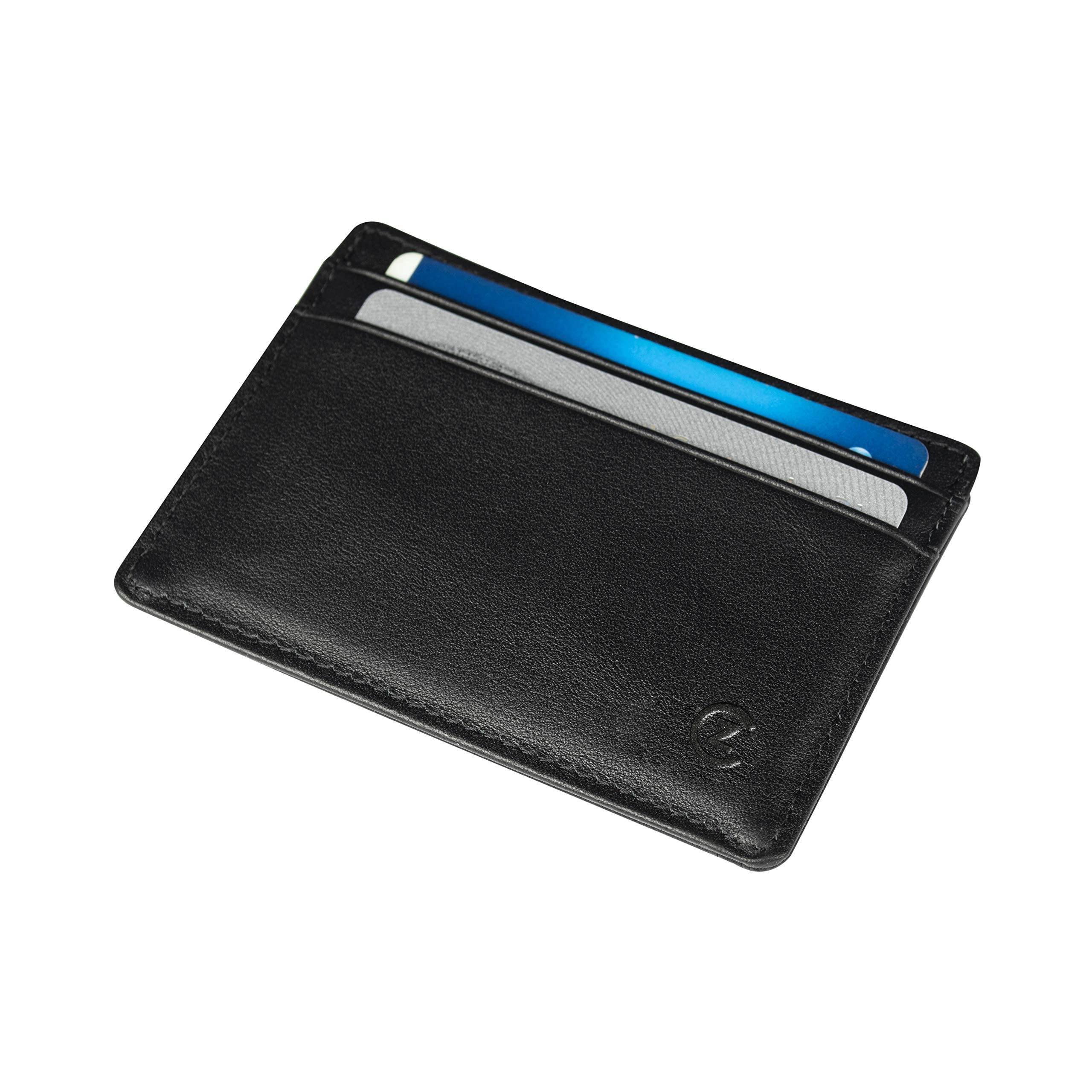 Slim RFID Blocking Genuine Leather Card Holder Wallet - Minimalist Credit Card Case with 5 Pockets (2.85
