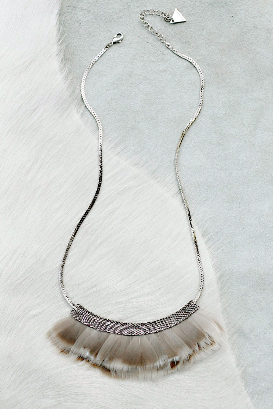 Elegant Mesh Feather Bib Statement Necklace for Women - Grey | Boho Chic Jewelry for Parties, Weddings & Special Occasions