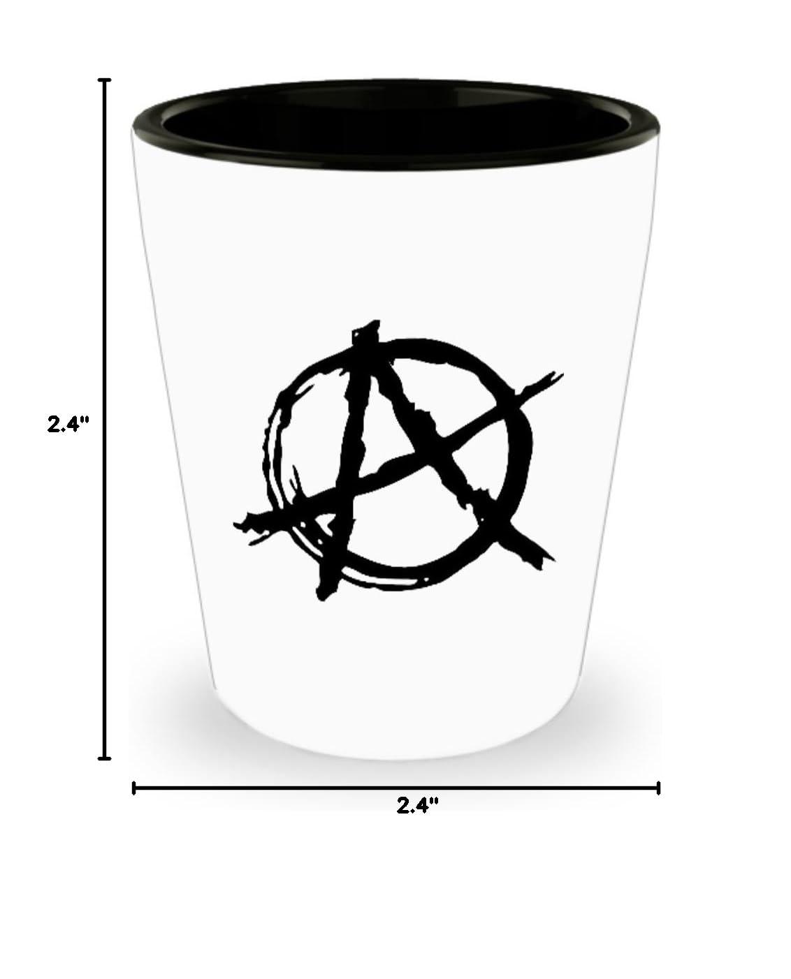 Anarchy Symbol White Ceramic Shot Glass - Perfect Gift for Anarchists, Punk Rock Fans & Political Activists | Great for Parties, Collectibles & Unique Gifts