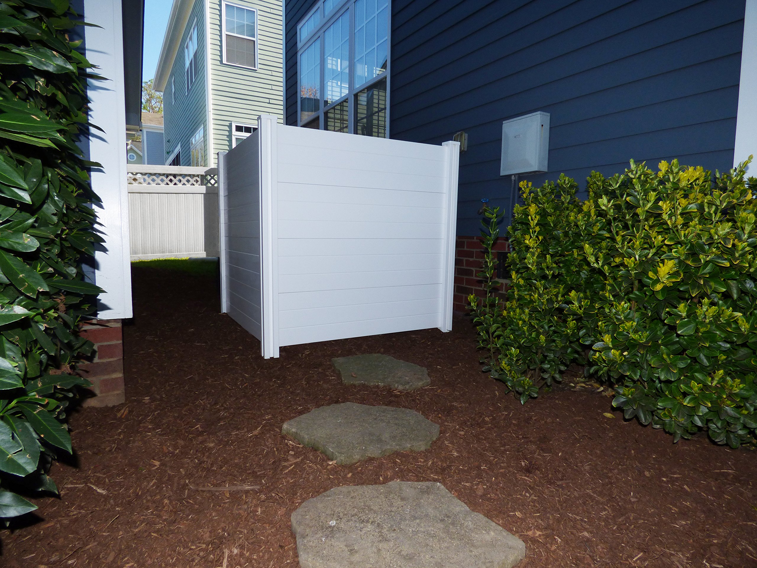 4ft x 4ft White Vinyl Privacy Screen Fence - 2 Panel No Dig Outdoor Enclosure for AC Units, Trash Cans & Pool Equipment | Durable Weatherproof Privacy Panels | Perfect for Backyard, Patio & Garden Privacy Solutions (Model ZP19014)