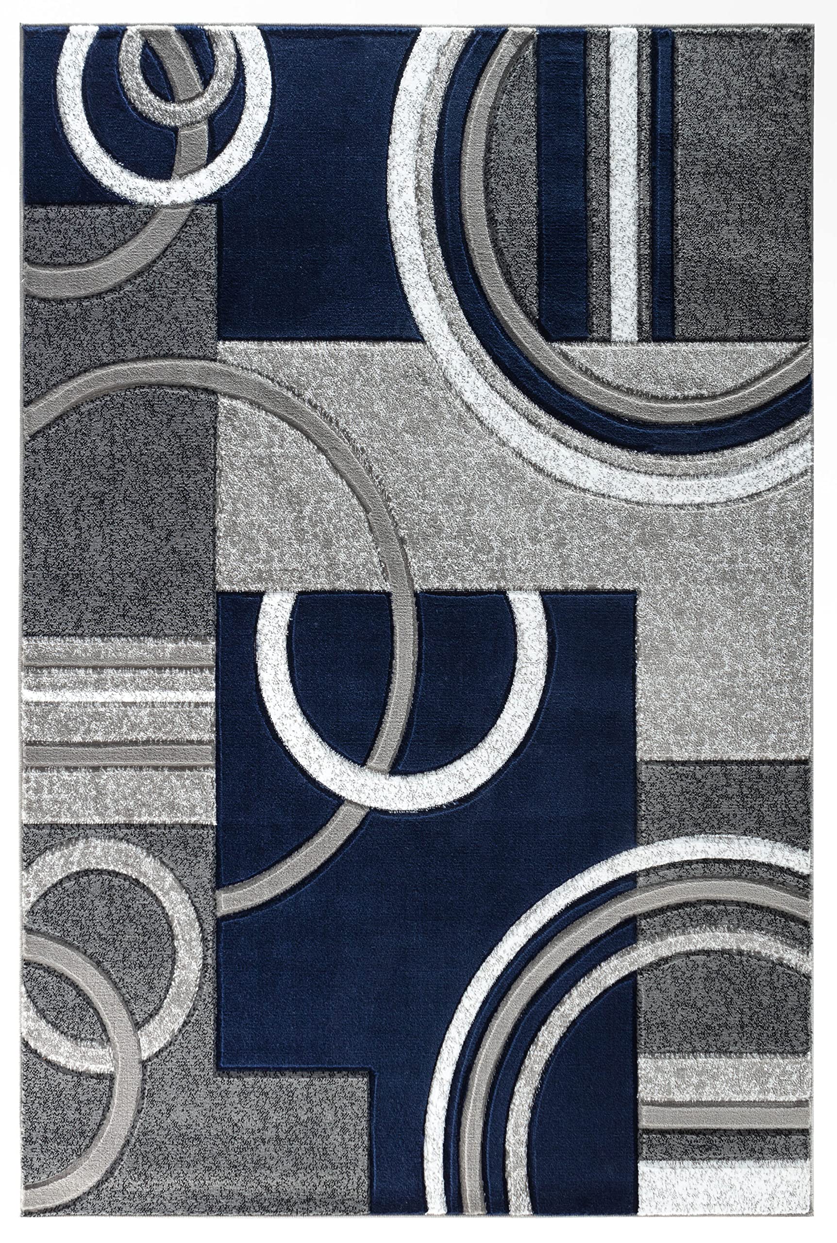Premium Soft Hand Carved Modern Area Rug - Fluffy Textured Contemporary Floor Carpet for Living Room, Dining Room & Bedroom - Non-Slip Indoor Decor (2x3 Feet, Navy Blue) | Cozy Home Accent for Family Gatherings & Relaxation