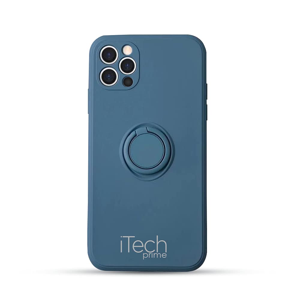iTech iPhone 12 Pro Max Case with Ring Holder - Slim Silicone Shockproof Magsafe Compatible Protective Cover - Perfect for Workout, Travel & Everyday Use (Blue)