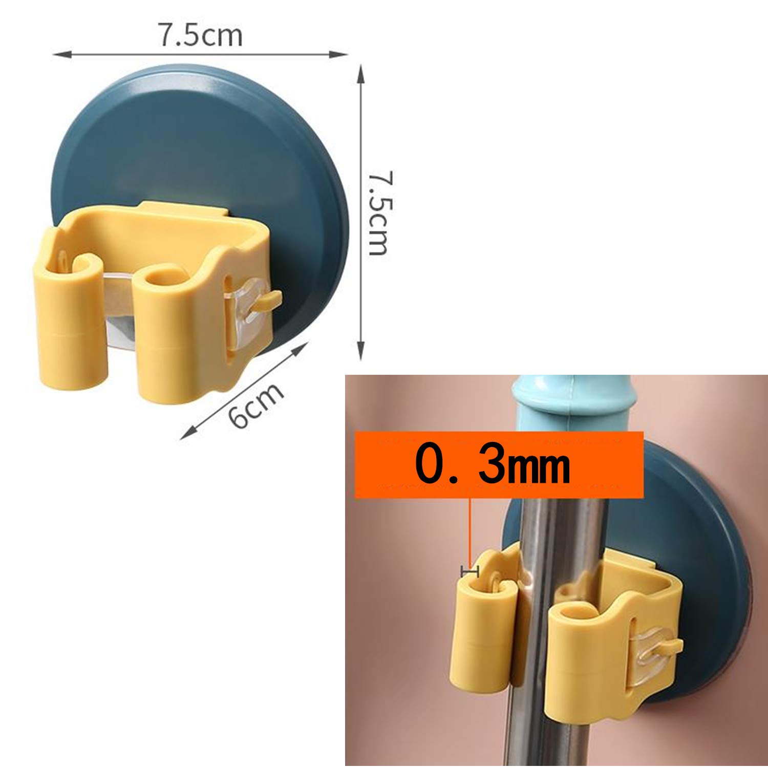 ABS Plastic Self-Adhesive Mop and Broom Holder Organizer - 3 Pack White Garden & Garage Storage Rack for Tools, Cleaning Supplies - Perfect for Closet, Laundry Room, and Shed Organization