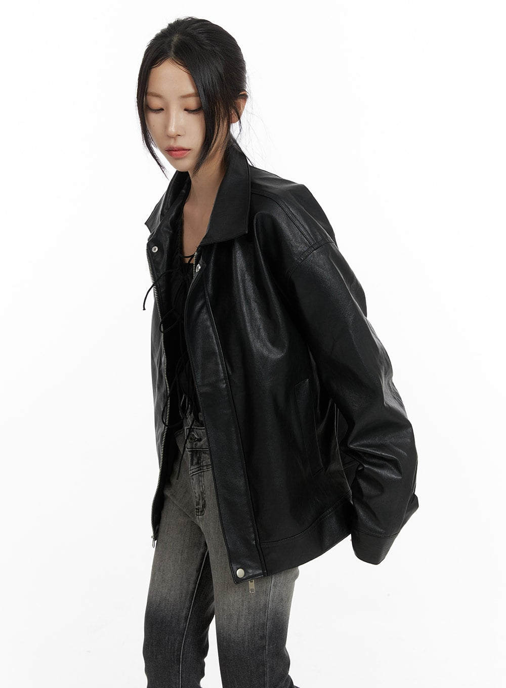 Stylish Faux Leather Zip-Up Jacket for Men & Women | Trendy Vegan Leather Biker Style Outerwear | Perfect for Casual Outings, Nightlife & Motorcycle Rides - CF428