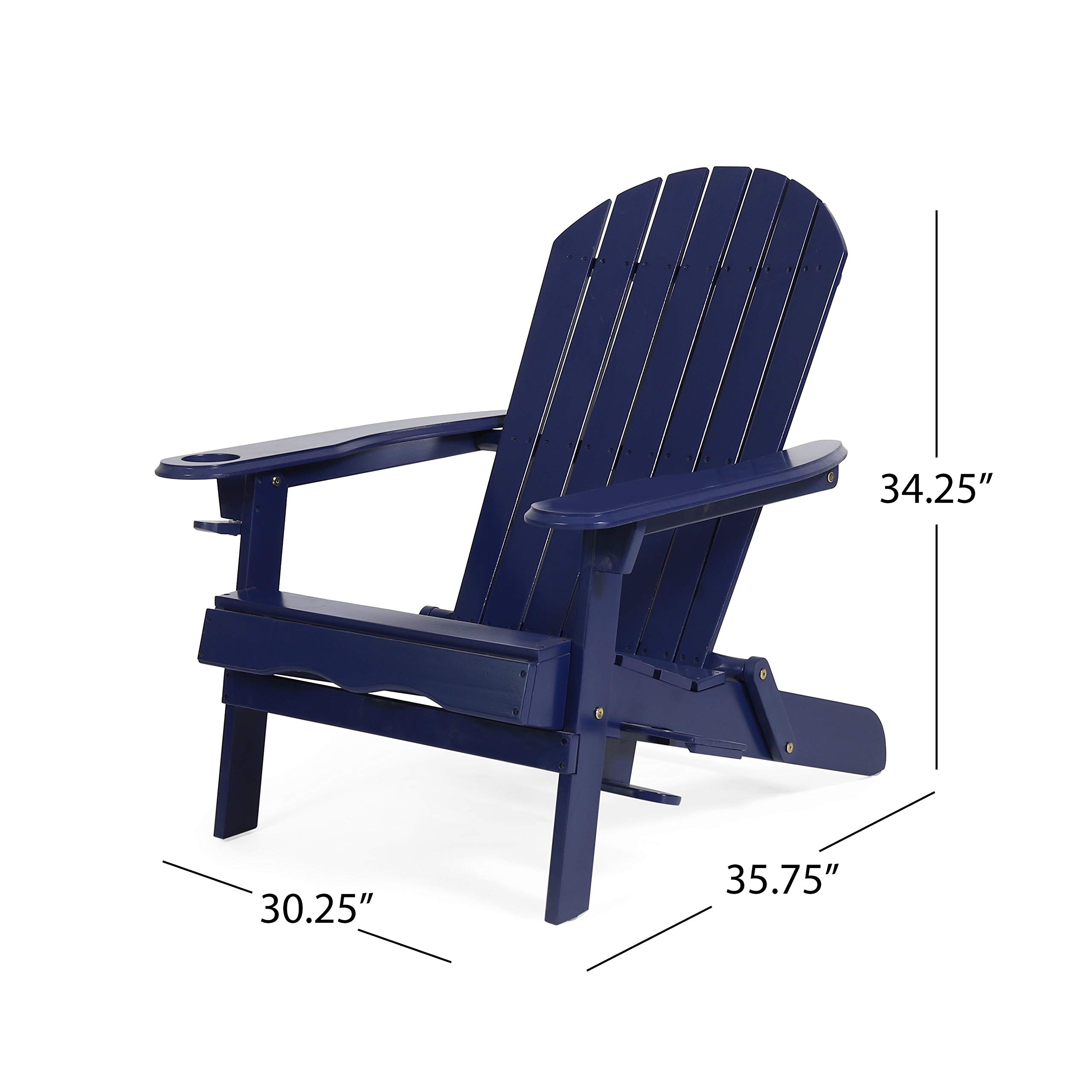 Christopher Knight Home Celeste Outdoor Acacia Wood Folding Adirondack Chairs (Set of 2), Navy Blue - Patio, Garden, Poolside & Beach Relaxation Furniture