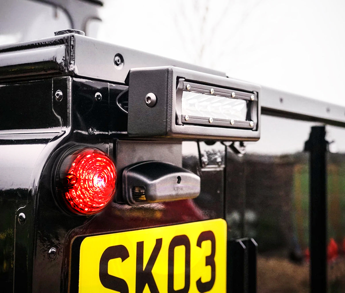 4pc Smoked LED Rear Turn Signal Brake Tail Light Kit for Land Rover Defender 2 & 3 - Upgrade Your Off-Road Vehicle with Durable, High-Visibility Lighting for Night Driving and Adventure