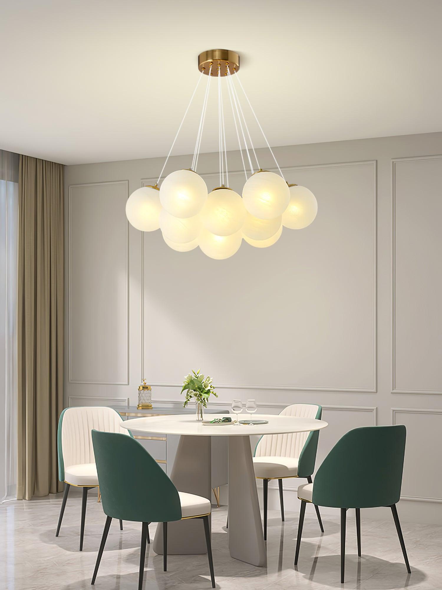 Modern Glass Cluster Chandelier - Elegant Crystal Ceiling Light Fixture for Dining Room, Living Room & Bedroom | Perfect for Home Decor, Wedding Venues & Luxury Spaces