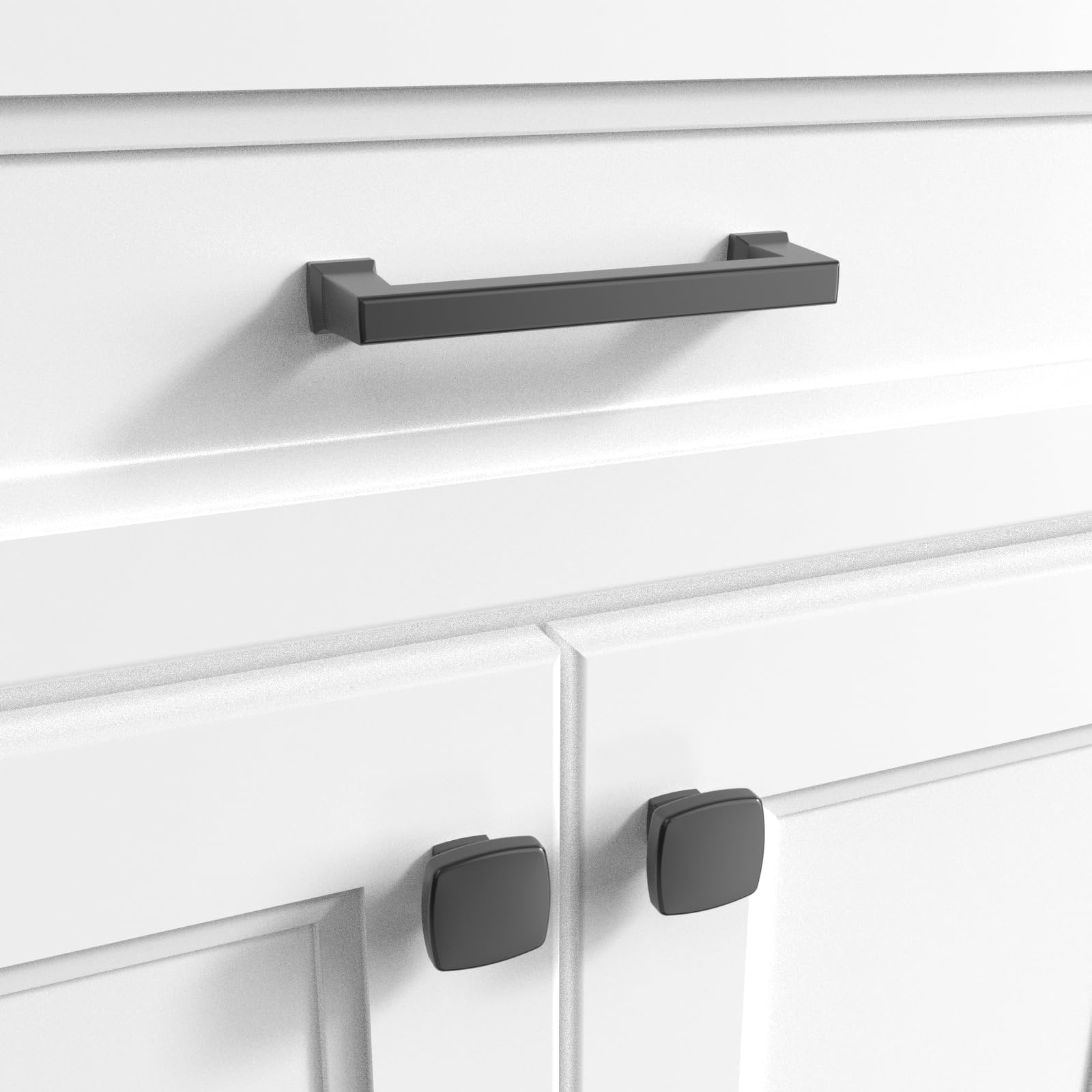 (10-Pack) Conrad 8-Inch Matte Black Cabinet Door and Drawer Pulls - Heavy Duty Hardware for Kitchen, Bathroom & Furniture - 8in Center-to-Center Measurement