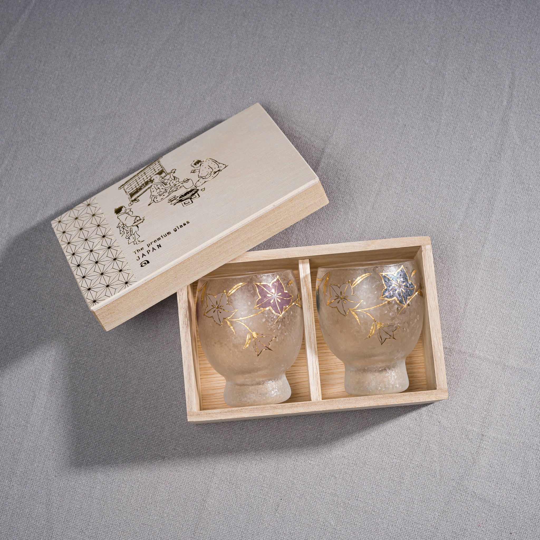 Premium Nippon Taste Four Season Pair Sake Glass Set - Elegant Bellflower Design for Japanese Sake, Wine & Cocktails - Perfect for Dining, Gifts & Home Bar Decor