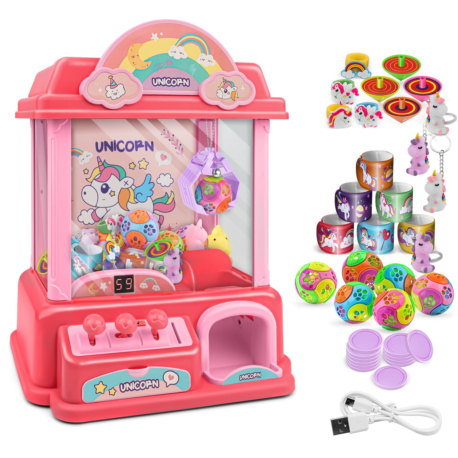 Kids Claw Machine Toy - Electronic Arcade Claw Game for Birthday Parties & Carnivals - Large Vending Grabber with Prizes - Fun Gift for Girls & Boys Ages 5-10+ - Perfect for Home Playrooms, Arcades & Family Game Nights