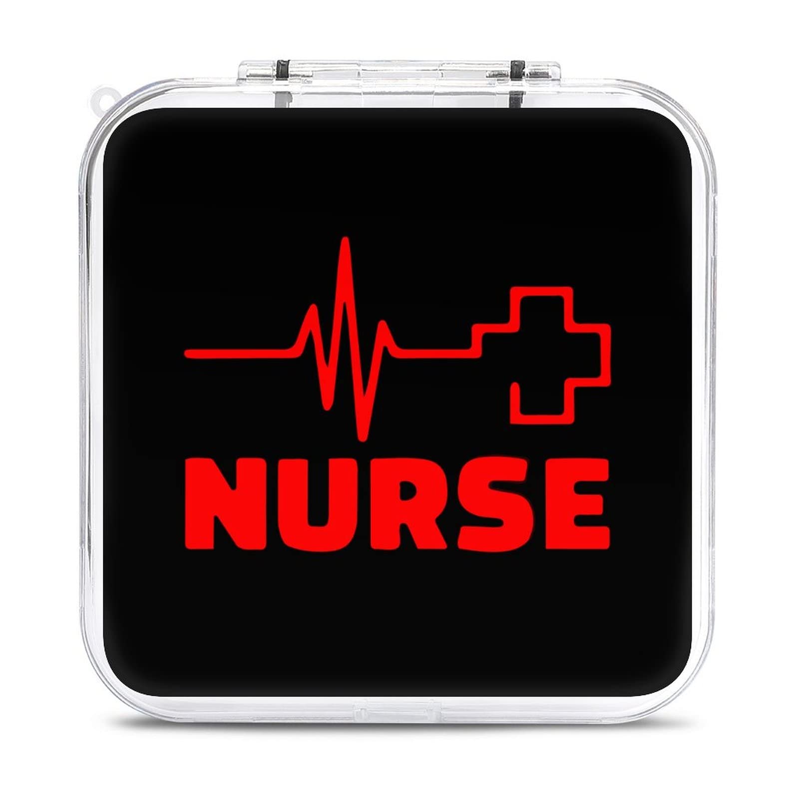 Red Cross Nurse Heartbeat Themed Hard Protective Organizer Box - 12 Slot Clear Shell Game Card Storage Case for Nintendo Switch - Perfect for Travel, Gaming Parties & Collectors