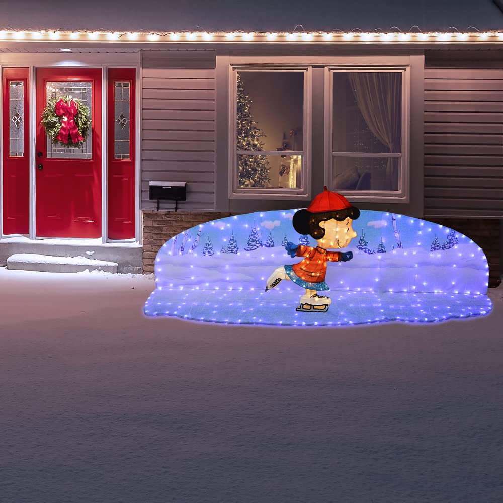 3D LED Peanuts Lucy Skating Outdoor Yard Decor - Christmas Holiday Lighted Lawn Decoration for Garden, Patio, and Front Yard