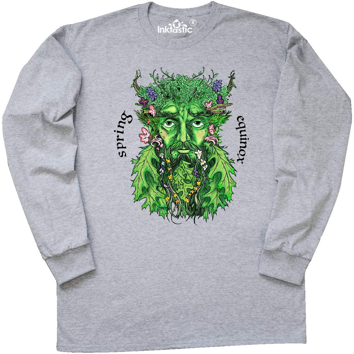 Inktastic 1st Day of Spring Greenman Spring Equinox Long Sleeve T-Shirt | Eco-Friendly Graphic Tee for Men & Women | Perfect for Spring Festivals, Nature Celebrations & Earth Day Events