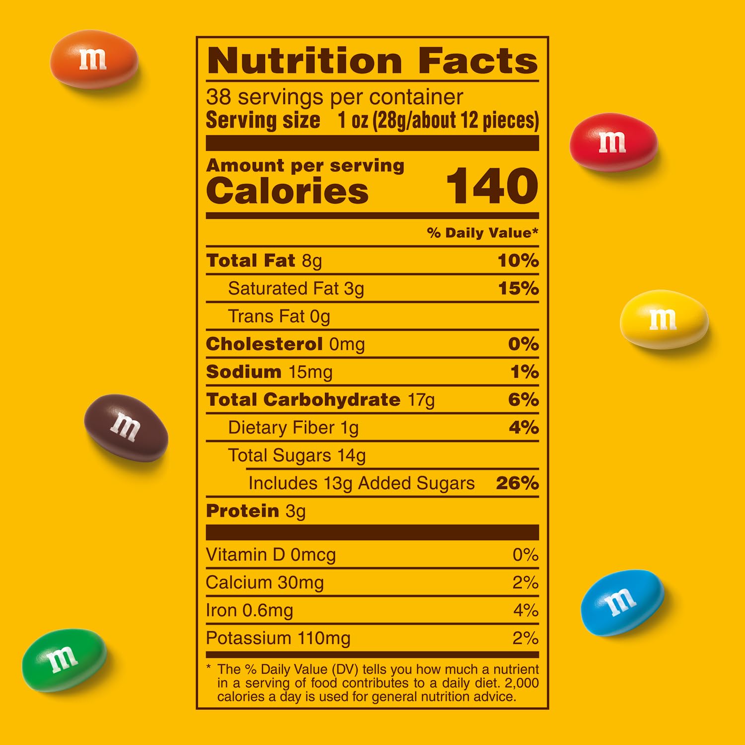 M&M'S Peanut Milk Chocolate Candy Bulk - Party Size 38 oz Bag (Pack of 2) - Perfect for Halloween, Christmas, Birthday Parties & Office Snacks