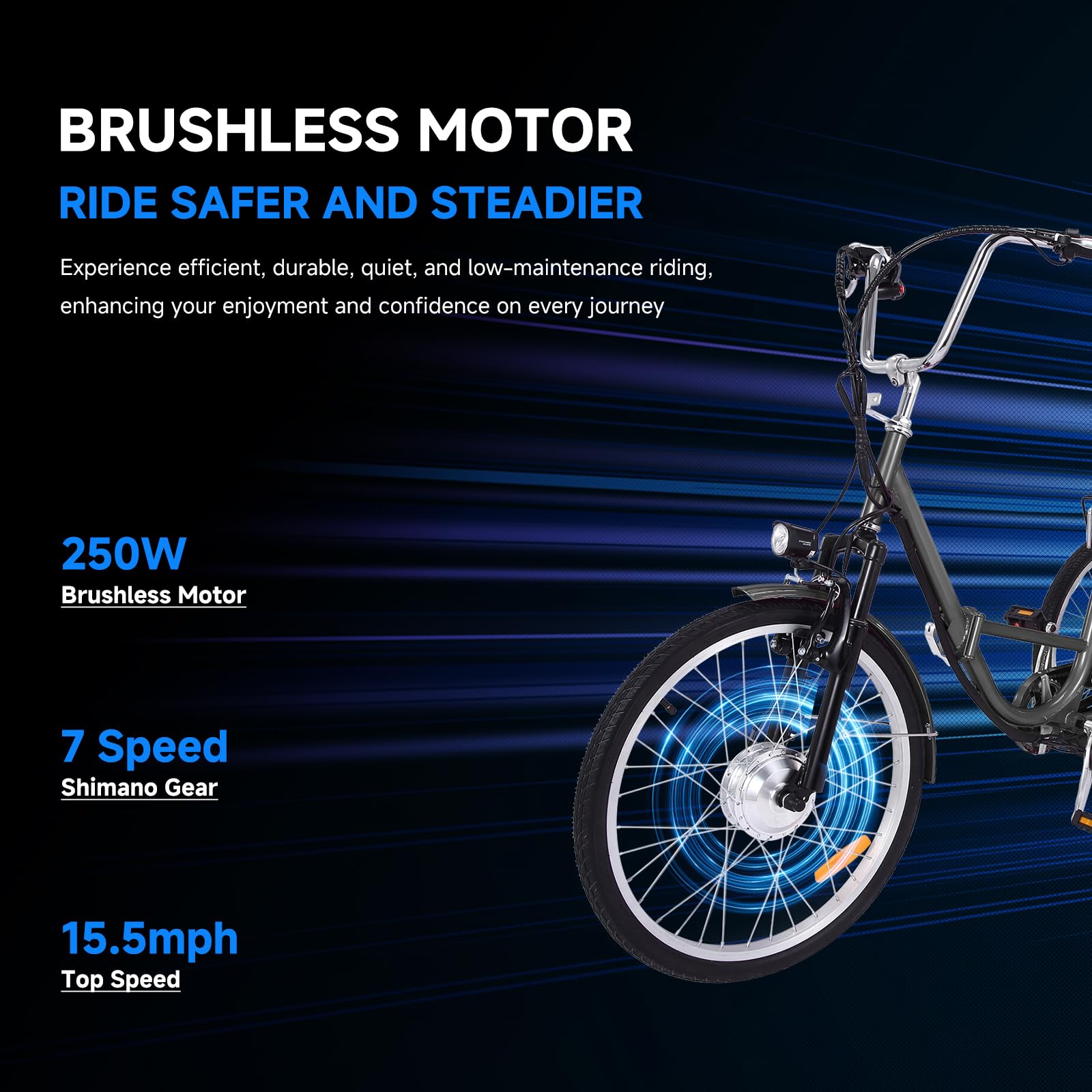 GARVEE 26 Inch Adult Electric Tricycle - Foldable 7-Speed E-Trike with Basket, 36V Removable Battery & 250W Brushless Motor - Perfect for Commuting, Shopping & Leisure Rides (Men & Women)