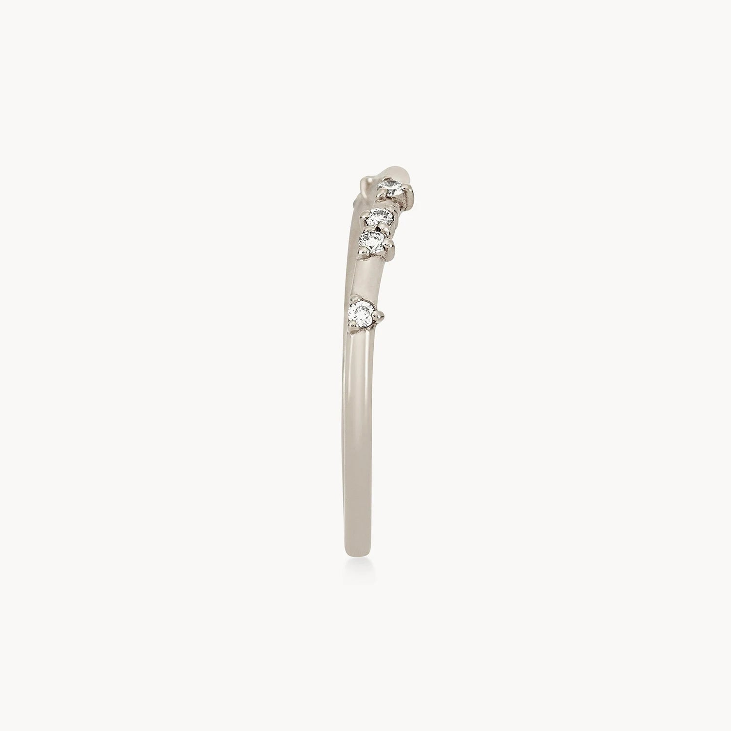 14K White Gold Alate Ring with White Diamonds - Elegant Wedding, Engagement & Anniversary Jewelry Gift for Women