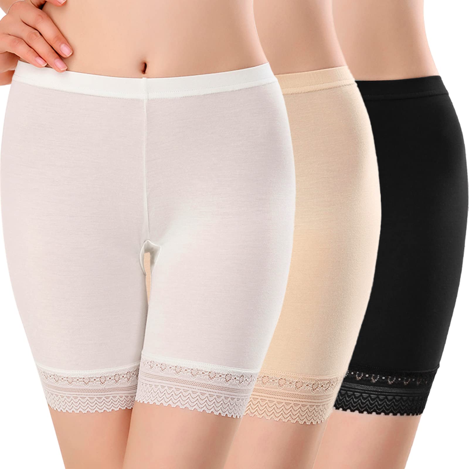 MIAHART 3-Pack Women's Anti-Chafing Shorts - Seamless Underwear for Skirts & Dresses - Breathable Safety Shorts for Workout, Running & Daily Wear