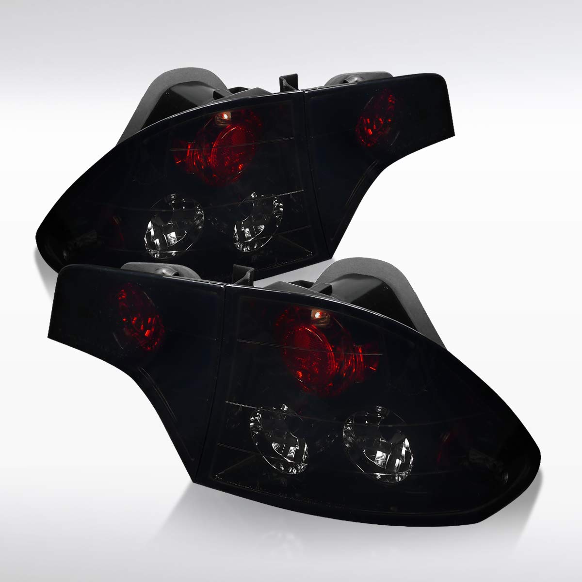 AUTOZENSATION Pair of Glossy Black & Dark Smoke Lens Tail Lights for 2006-2011 Honda Civic Sedan 4 Door - Left & Right Assembly - Perfect for Night Driving & Custom Car Upgrades