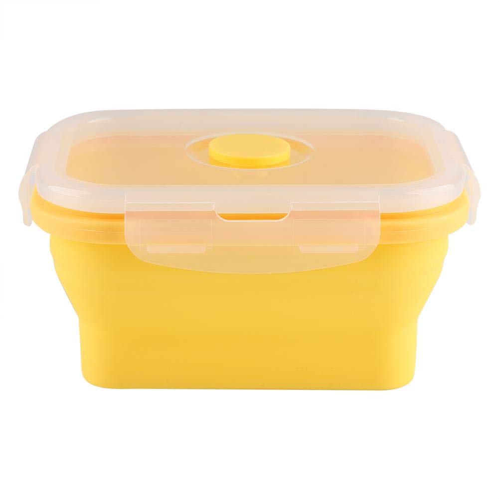 3-Color 350ml Food Grade Silicone Bento Lunch Box | Leak-Proof Microwave Safe Container for Picnics, Camping & Office Meals (Yellow)
