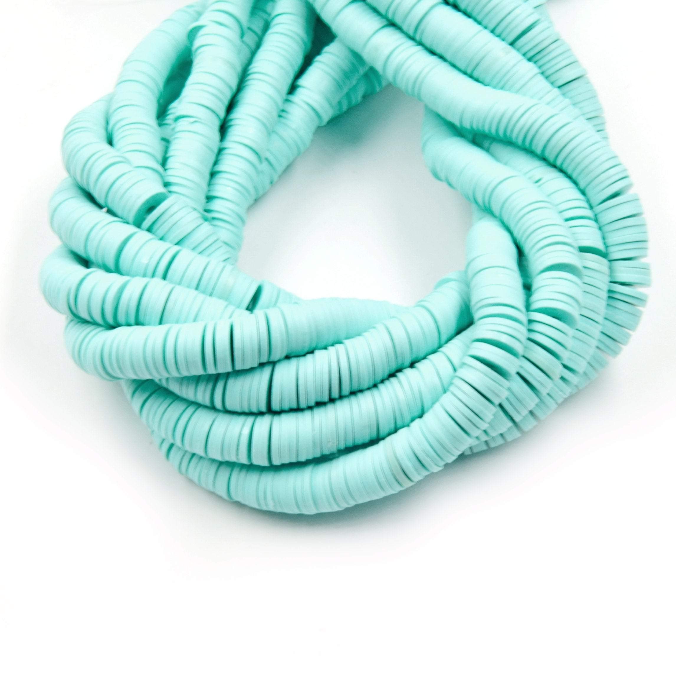 8mm Blue Aqua Teal African Vinyl Heishi Disc Beads - 350pcs for Jewelry Making, DIY Crafts, Bracelets & Necklaces - Perfect for Bohemian, Beach & Summer Style Accessories