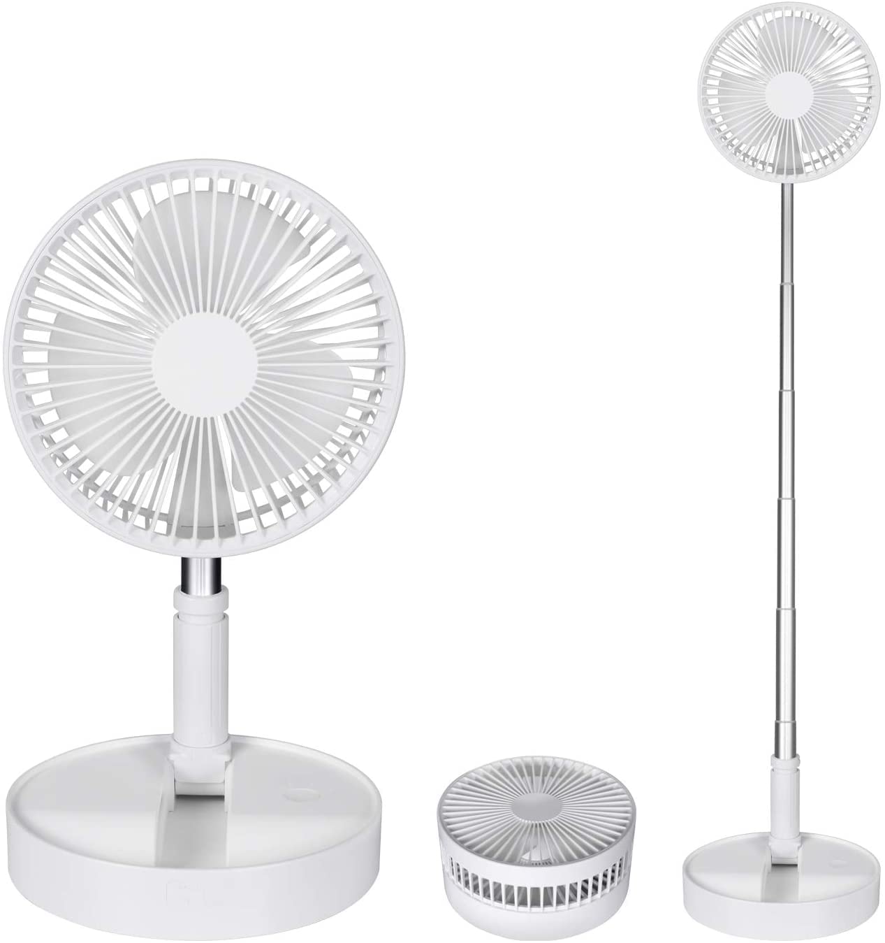 Rechargeable 3-Speed Oscillating Floor Fan with 7200mAh Battery - Portable Standing Pedestal Fan for Home, Office, Outdoor, Camping & Travel - Foldable Design for Easy Storage