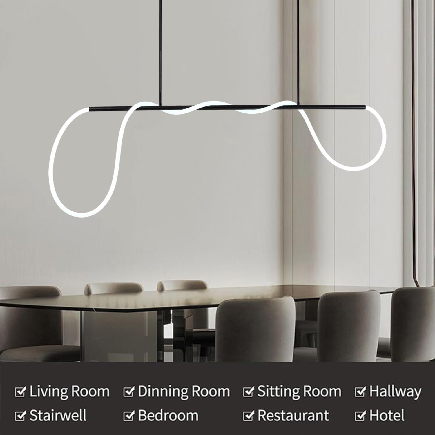 Modern Black LED Pendant Light - 39.4