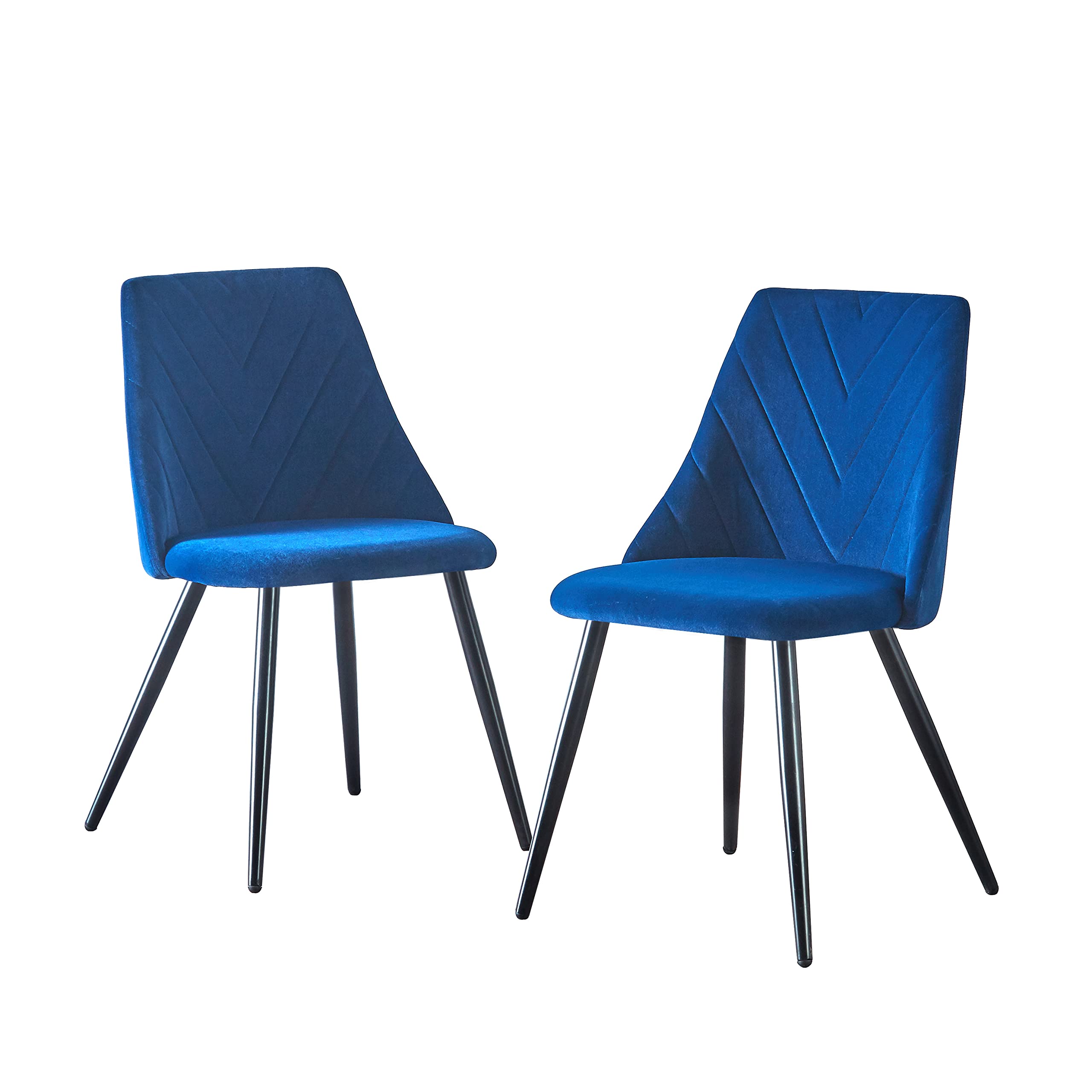 Furgatti Mid Century Modern Velvet Accent Chairs Set of 2 - Blue Upholstered Armless Dining Side Chairs with Metal Frame for Living Room, Kitchen & Dining Room | Perfect for Small Spaces, Breakfast Nooks & Lounge Areas