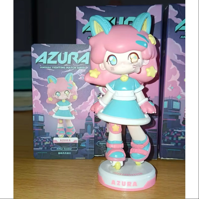 AZURA Animal Fighting Match Series Kitten Soldier Plush Toy - Cute Stuffed Animal for Kids, Collectors & Anime Fans | Perfect for Gifts, Room Decor & Cosplay Props
