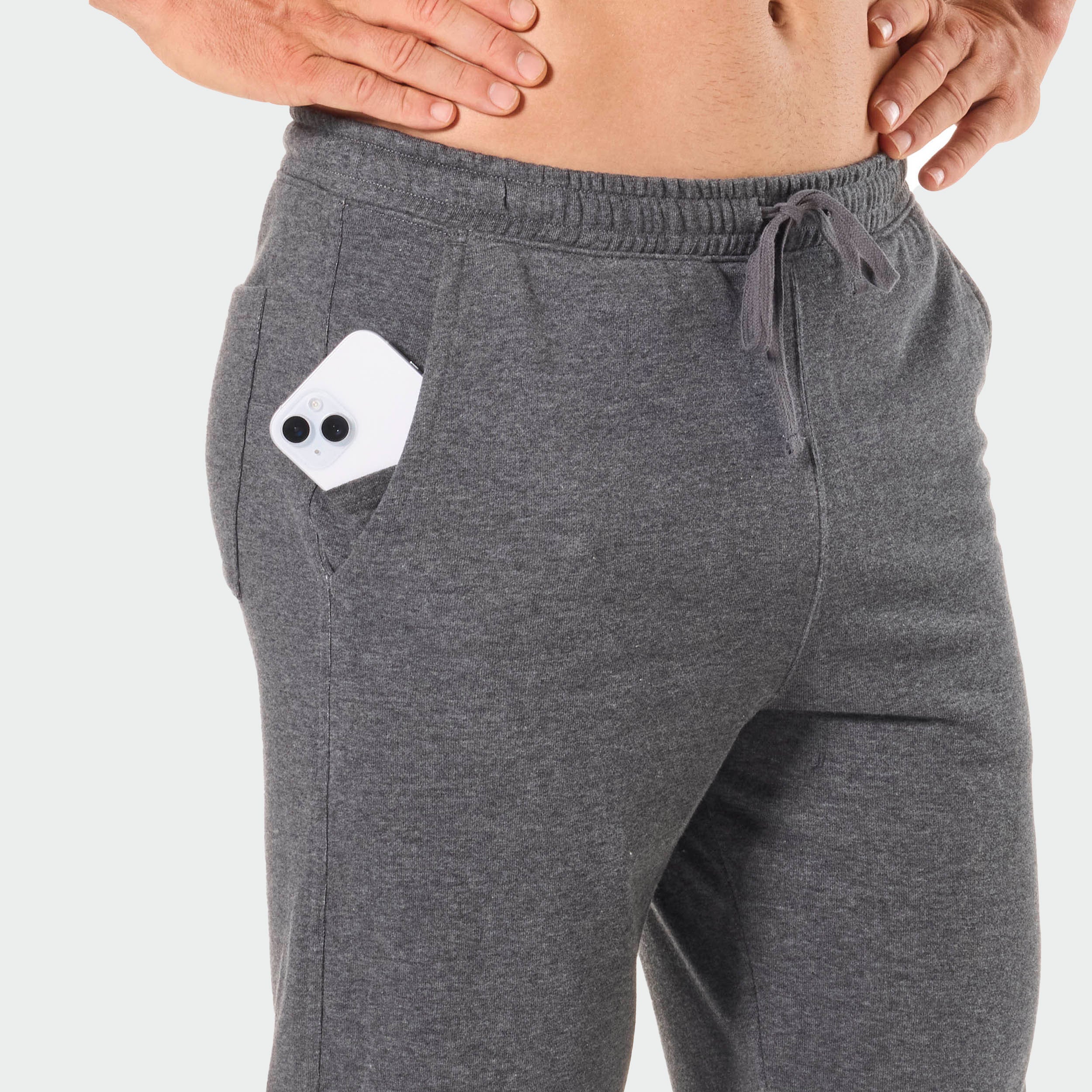 Men's Relaxed Cotton French Terry Sleep Pants - Soft Lounge Pajama Bottoms for Comfortable Sleep & Relaxation at Home (Charcoal Marle) - Perfect for Nightwear, Lounging & Travel
