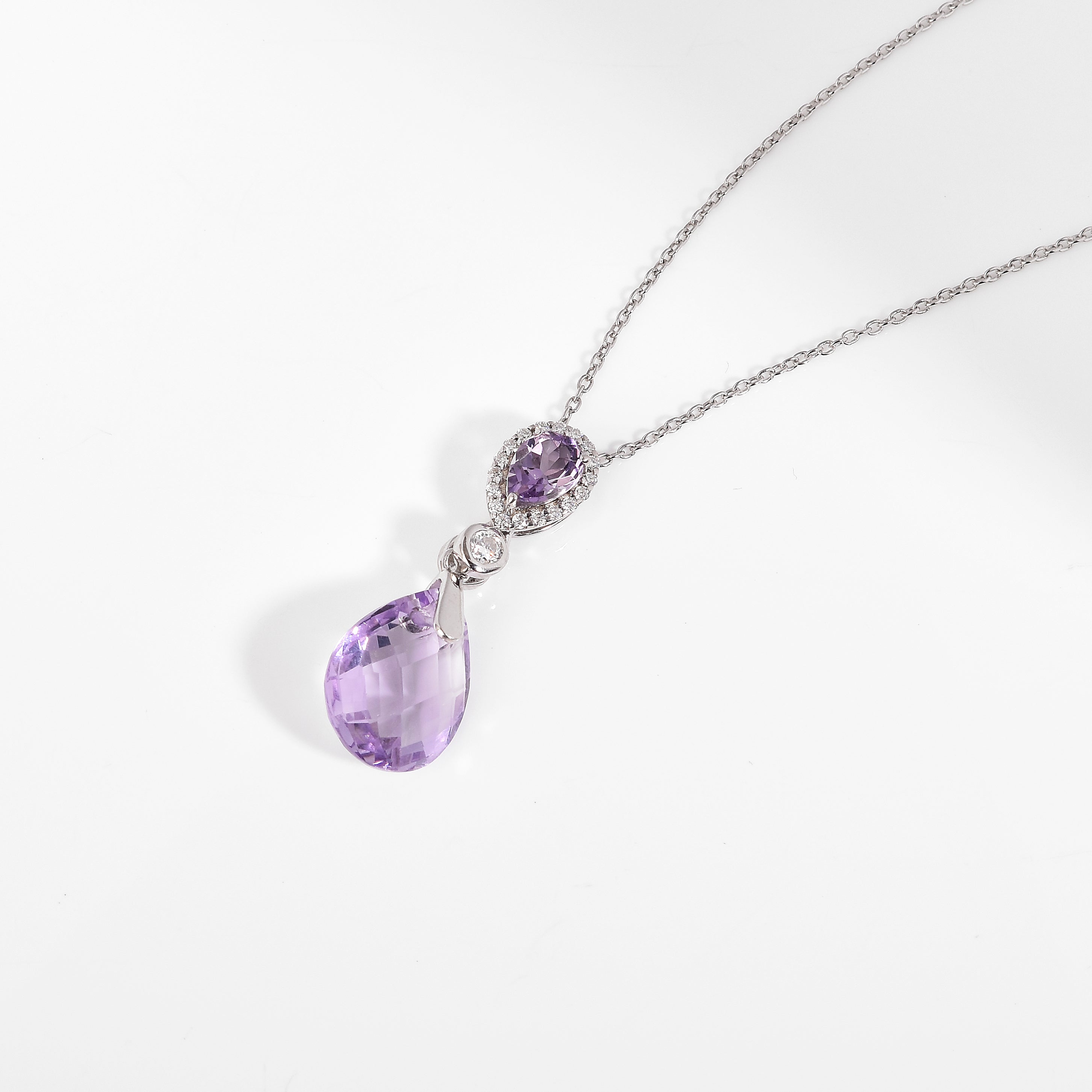 Natural Pink Amethyst Teardrop Necklace for Women - Healing Crystal Jewelry, Dainty Pendant Gift for Her - Perfect for Meditation, Yoga & Spiritual Healing