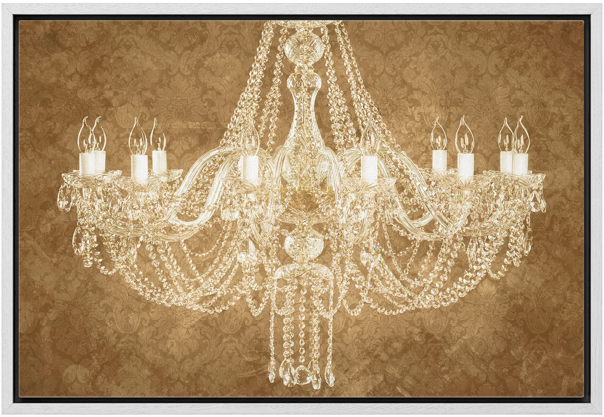 Wall26 Framed Canvas Print - Ornate White Crystal Chandelier Wall Art, 16