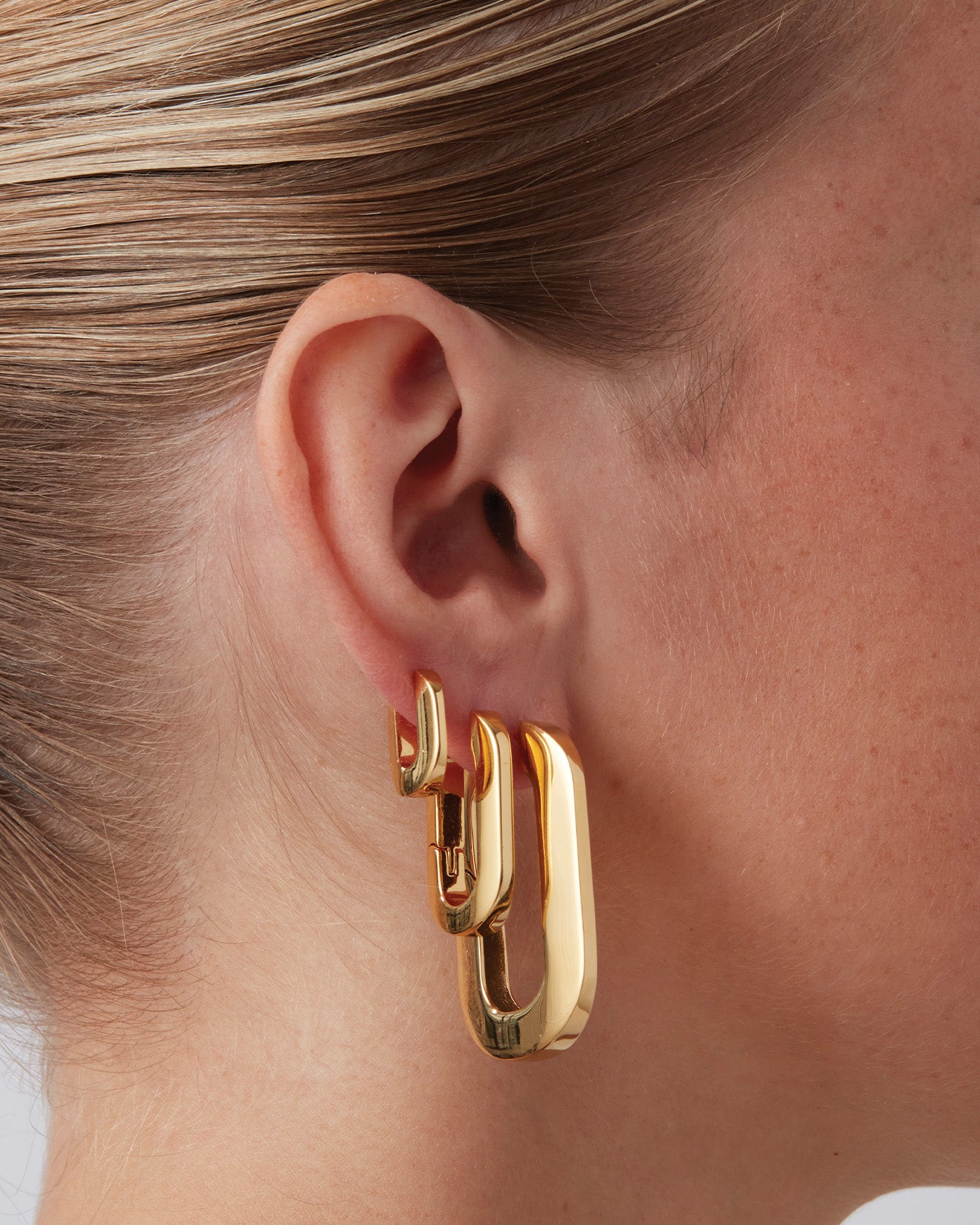 Elegant Gold Plated U Link Earrings for Women - Trendy Hoop Earrings for Daily Wear, Parties & Gifts