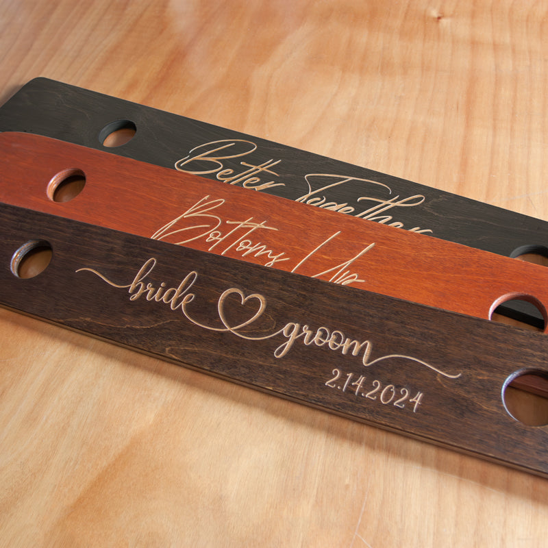 Custom Laser Engraved 2-Person Wooden Shot Ski - Personalized Drinking Game Accessory for Parties & Events - Multiple Unique Designs Available - Perfect for Bachelor Parties, Tailgates & Bar Games