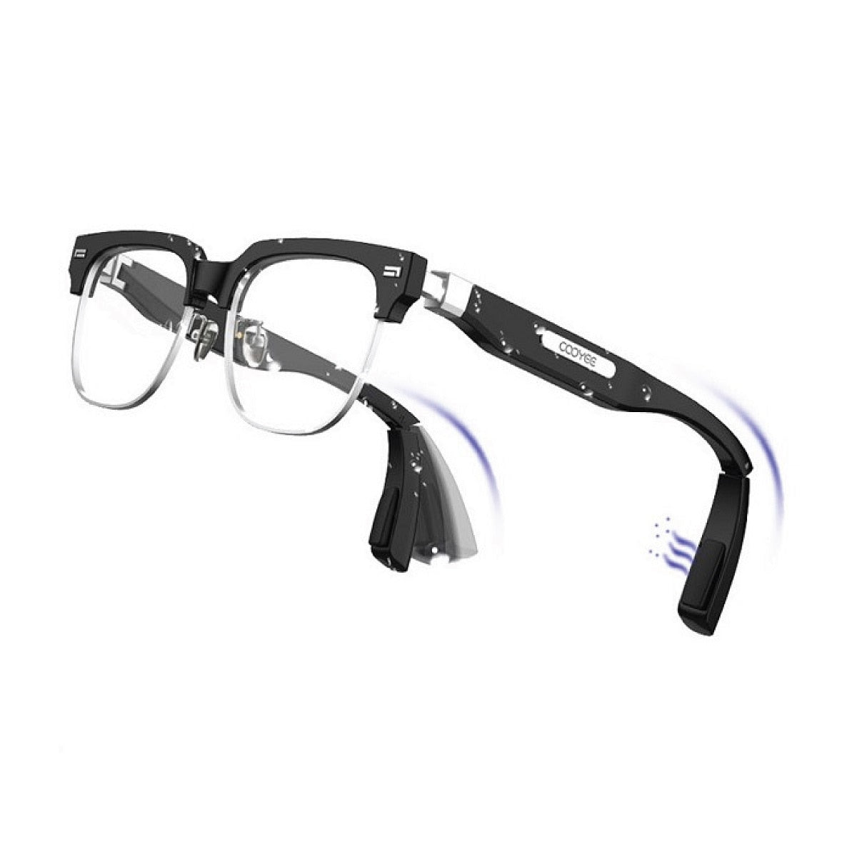 COOYEE Blue Light Blocking Glasses with Bone Conduction Headphones - Smart Soft Light Eyewear for Work, Gaming & Screen Time Protection