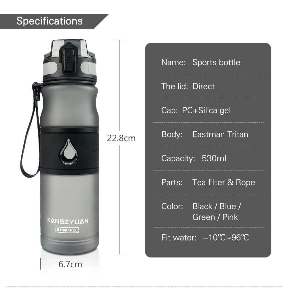BPA-Free Sports Water Bottle with Flip Top Lid - 18 fl oz (530 ml) Leak Proof & Durable Plastic for Gym, Hiking & Outdoor Activities