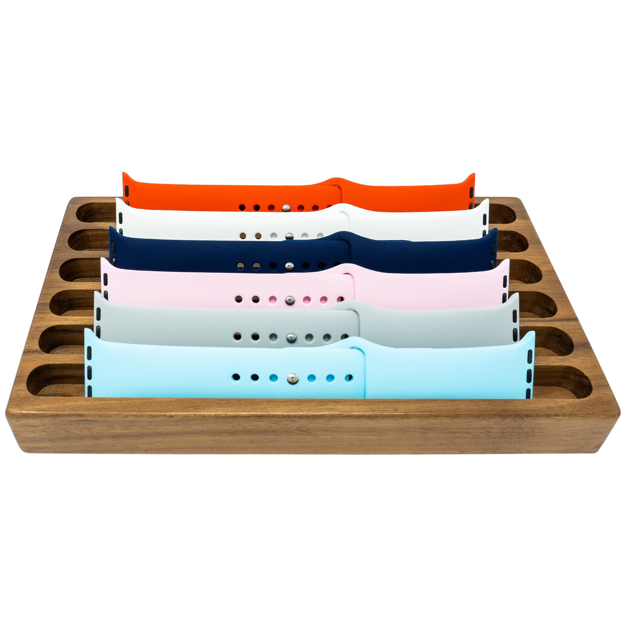 Premium Wooden Apple Watch Band Organizer - Universal Holder & Stand for All Apple Watch Bands - Elegant Walnut Display Case - Perfect Birthday Gift for Women - Ideal for Home, Office & Travel Organization