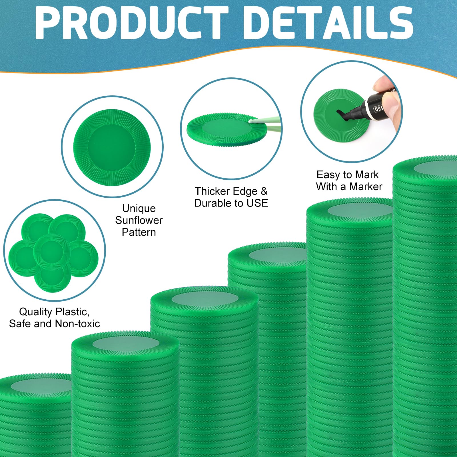 Coopay 600-Piece Plastic Poker Chips Set - 38mm (1.5 Inch) Bulk Bingo Chips, Math Counters & Game Tokens for Casino Nights, Math Practice, Classroom Rewards & Family Game Night (Green)