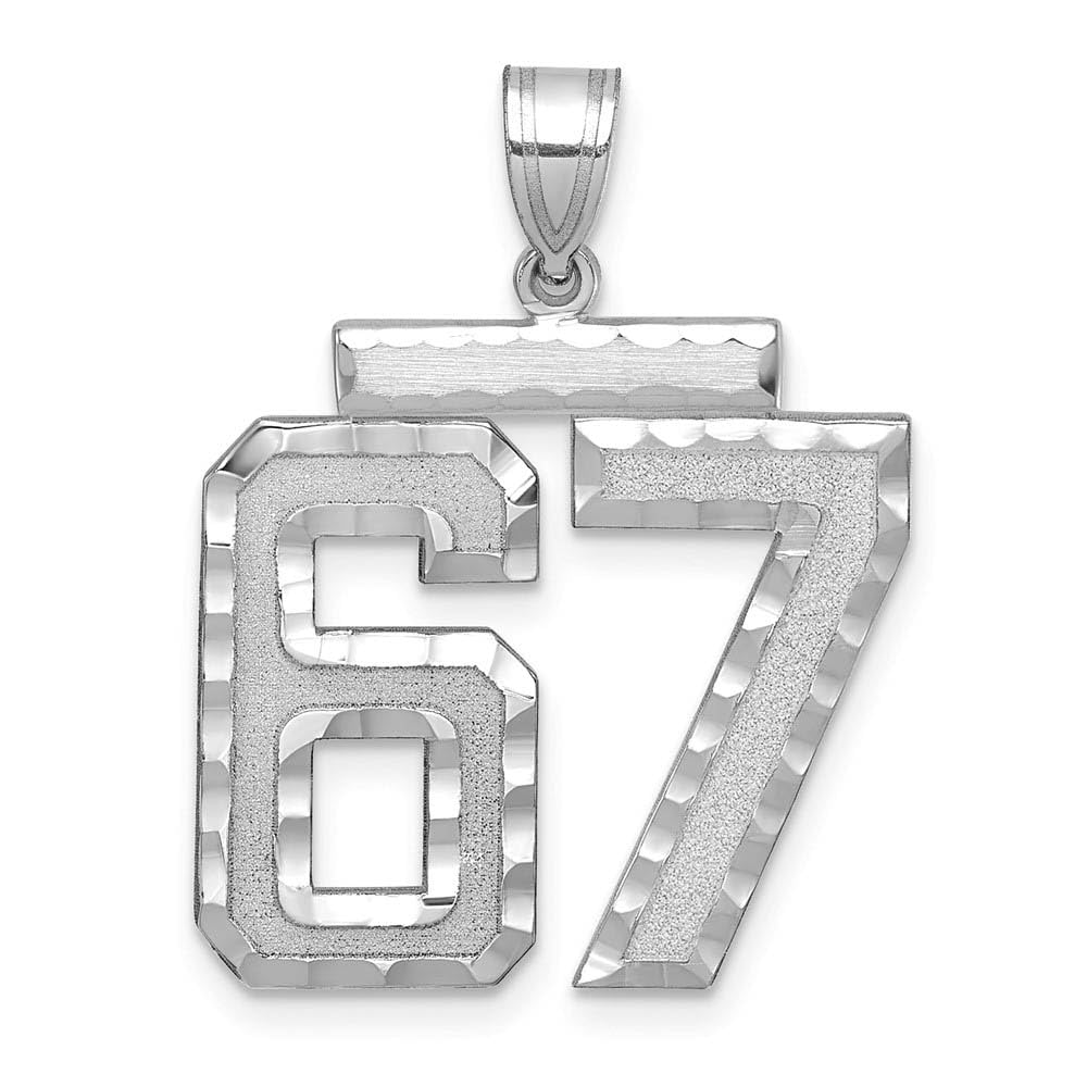 The Black Bow 14k White Gold Varsity Collection Large D/C Pendant Number 67 - Perfect for Graduation Gifts and Sports Enthusiasts