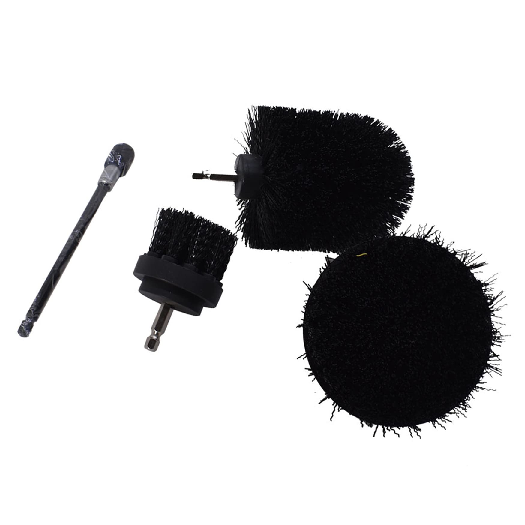 4PCS Drill Brush Power Scrubber Cleaning Kit - Universal Long Attachment Set for Grout, Tile, Bathroom & Kitchen Cleaning - Perfect for Floors, Tubs, Showers and Car Detailing (Black) - Heavy Duty Scrub Brushes for Deep Cleaning