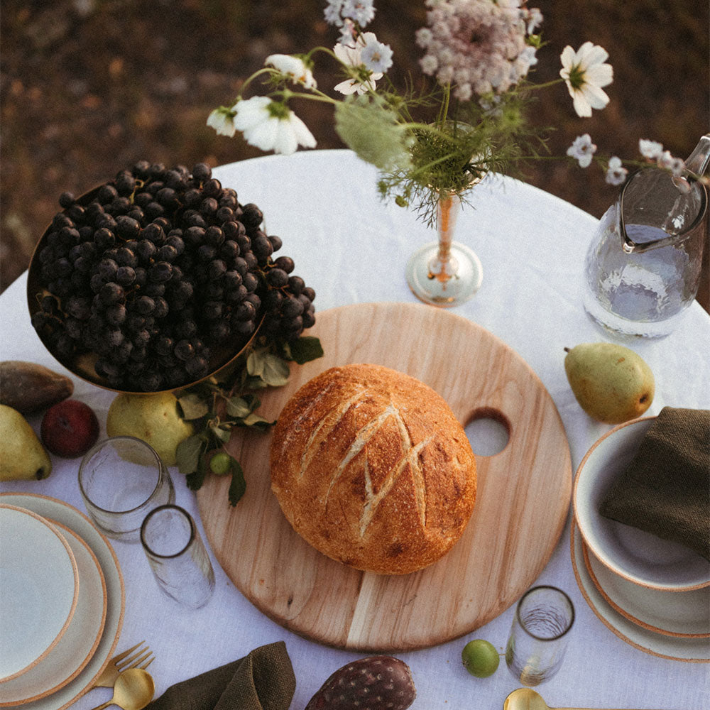 Premium Wooden Round Serving Board - Natural Charcuterie Cheese Tray for Entertaining, Weddings & Parties - Elegant Appetizer Platter for Cheese, Charcuterie & Snacks