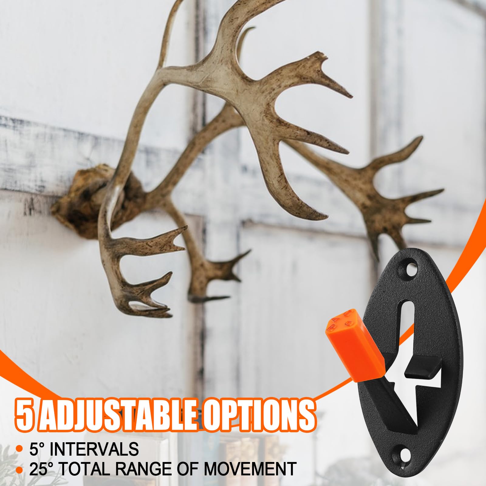 10 Pack European Deer Skull Hanger - Adjustable Metal Taxidermy Mount for Hunting Trophies (5 Positions) - Perfect for Cabin, Man Cave, or Outdoor Display of Deer, Elk & Antler Decor