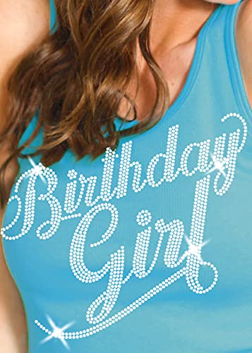 Birthday Girl Tank- Flourish Rhinestone (Turquoise Blue)