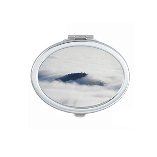 DIYthinker Portable Foldable Double-Sided Makeup Mirror with Clouds Fog Sky Mountain Nature Forest Design - Perfect for Travel, Home Vanity, and Professional Makeup Artists