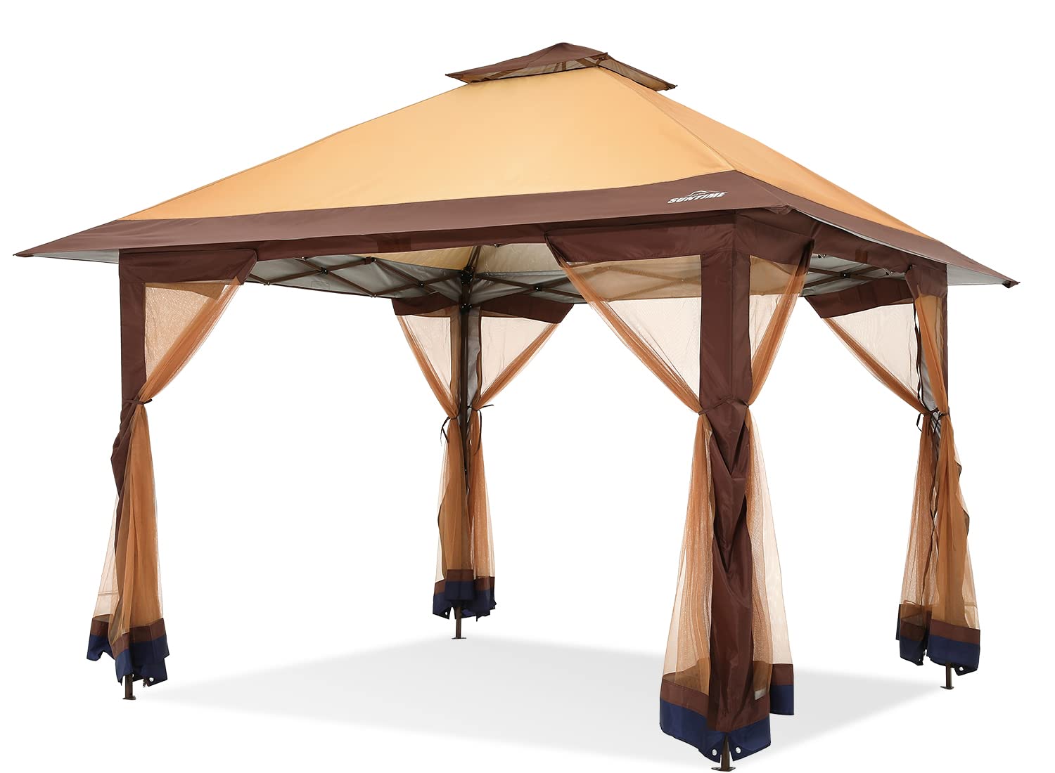OUTDOOR LIVING SUNTIME Instant Pop Up Patio Gazebo with Full Netting - Perfect for Family Parties, Backyard BBQs & Outdoor Activities (Includes Netting Sidewalls) - Ideal for Camping, Picnics & Garden Relaxation