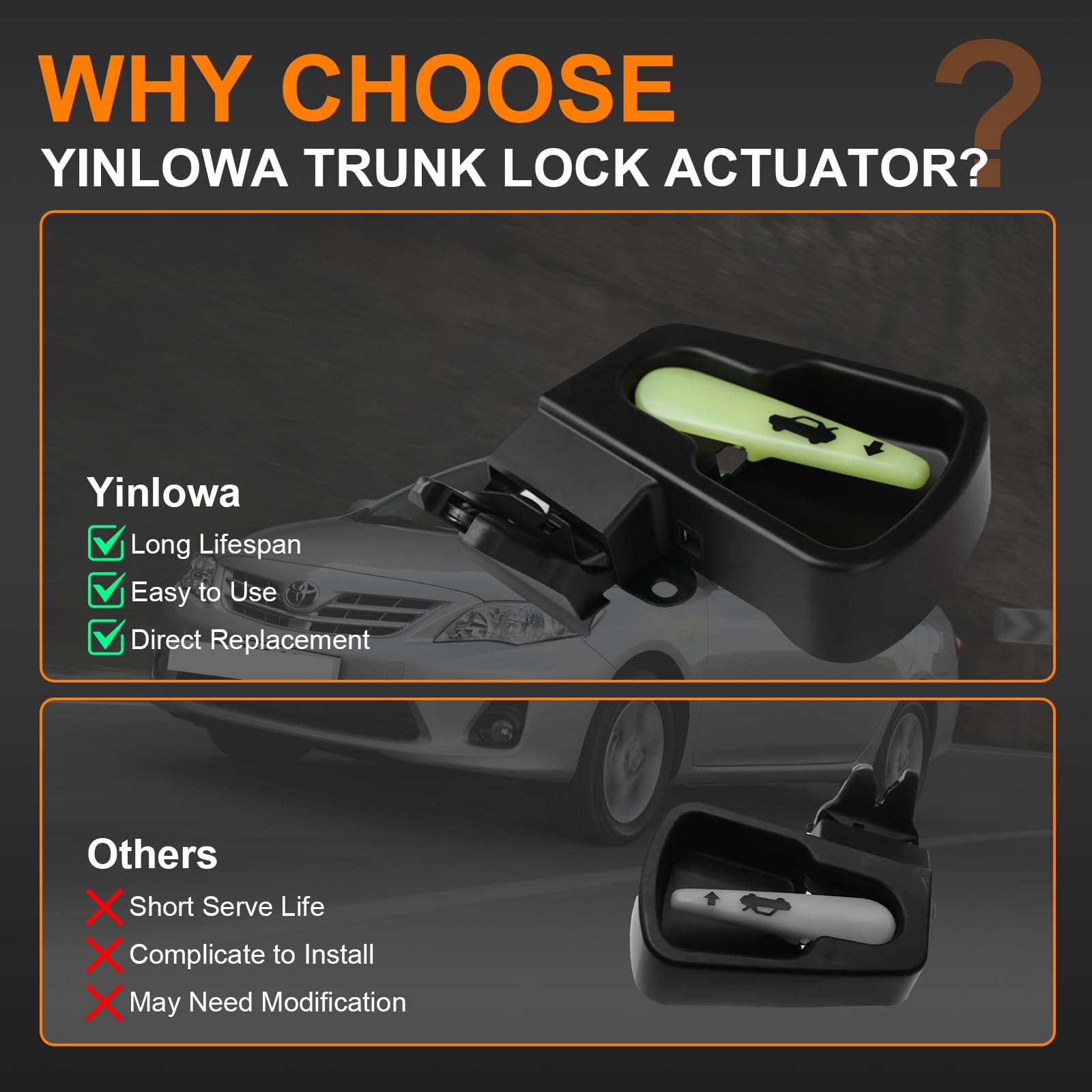 Toyota Corolla Trunk Latch Actuator 64610-02071 - Replacement Tailgate Lock Assembly for 2003-2008 Corolla CE LE S Models | Fix Stuck or Broken Luggage Compartment Locks | Perfect for DIY Car Repairs & Maintenance