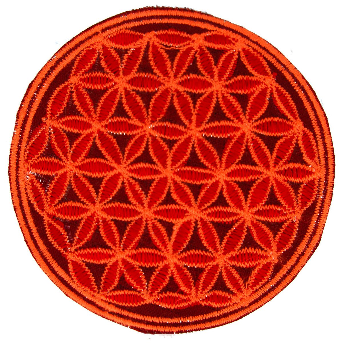 Flower of Life Patch - Red Embroidered Iron-On Applique for DIY Crafts, Clothing & Home Decor | Spiritual & Bohemian Style Accessories
